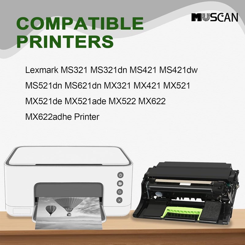 MUSCAN 56F0Z00 56F0ZA0 Imaging Unit Replacement for 56F0Z00 56F0ZA0 Drum Unit for B2442dw B2338dw MS321 MS421 MS521 MX521 MS621 MS622 Printers(1-Pack Black, 60000 Pages) - Image 2